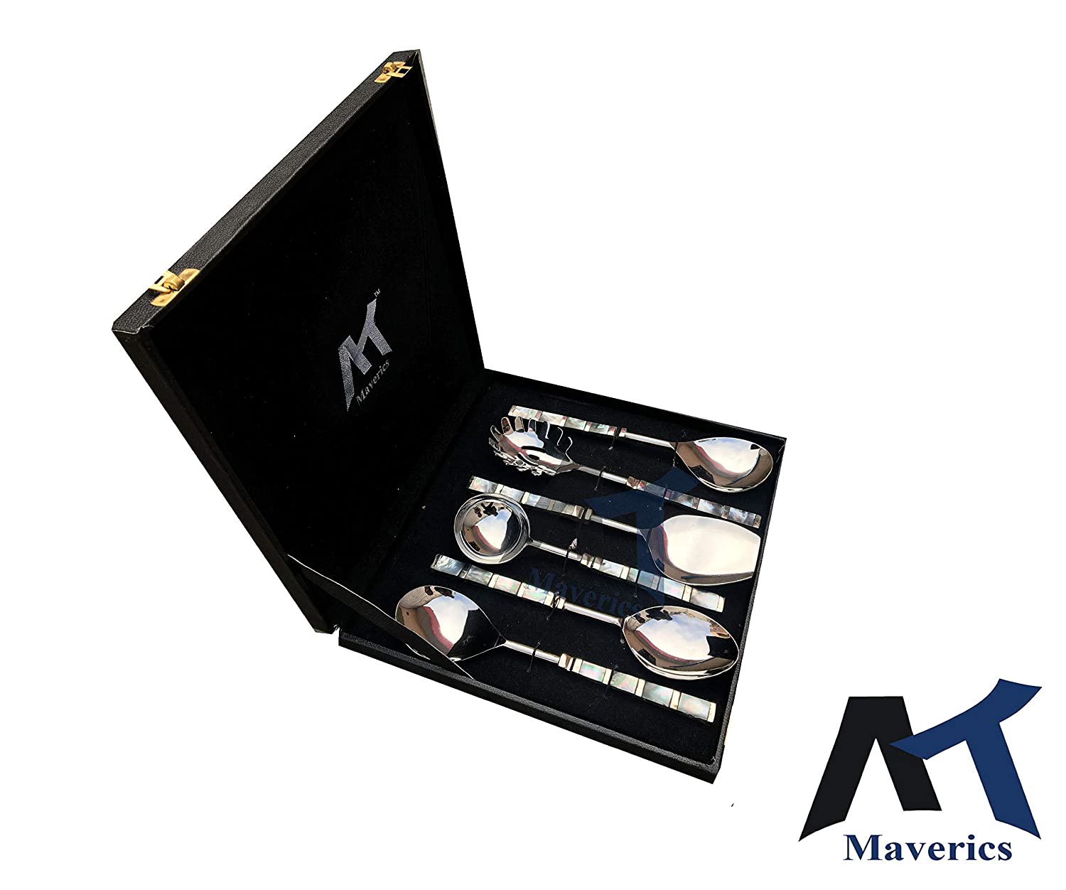 Maverics Designer Brass Seep Handle Design Serving Spoon Set of 6