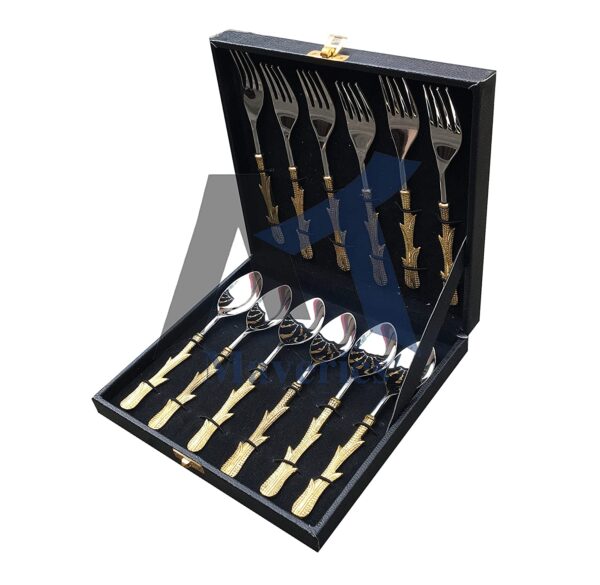 Maverics Guitar Design Stainless Steel Set of 6 Baby Spoon and 6 Baby Fork Cutlery Set