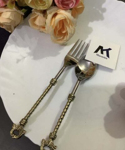 Brass Handle Rope Design Spoon & Fork (Set of 2 pcs)