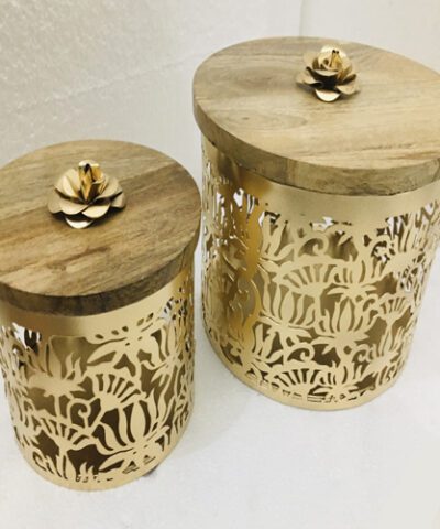 Maverics Jali Jar with Wooden Lid for Gifting & hampers