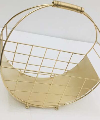Maverics Iron Design Gold Color Spring Handle 12″ Basket